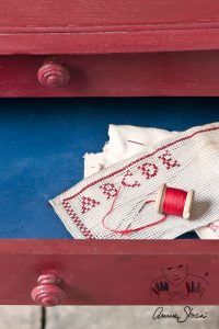 Burgundy Annie Sloan Chalk Paint Furniture Texture Close-Up